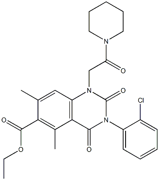 1,2,3,4-Tetrahydro-3-(2-chlorophenyl)-1-(2-piperidino-2-oxoethyl)-5,7-dimethyl-2,4-dioxoquinazoline-6-carboxylic acid ethyl ester
