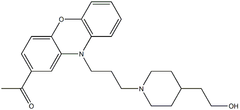 1-[3-(2-アセチル-10H-フェノキサジン-10-イル)プロピル]-4-ピペリジンエタノール 化学構造式