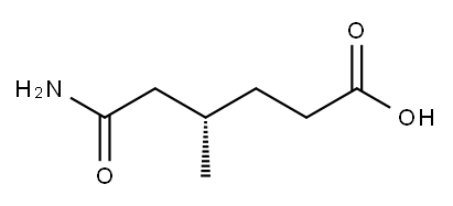 [S,(-)]-5-カルバモイル-4-メチル吉草酸 化学構造式