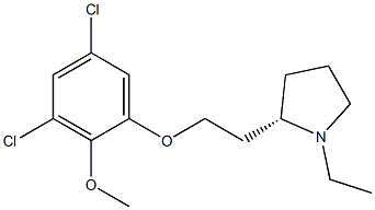 (2S)-2-[2-(3,5-ジクロロ-2-メトキシフェノキシ)エチル]-1-エチルピロリジン 化学構造式
