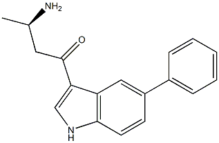 (R)-3-アミノ-1-(5-フェニル-1H-インドール-3-イル)-1-ブタノン 化学構造式