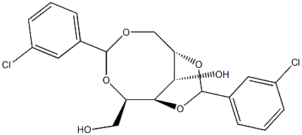 2-O,6-O:3-O,5-O-ビス(3-クロロベンジリデン)-L-グルシトール 化学構造式