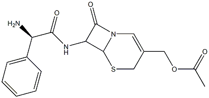 3-アセトキシメチル-7-[(R)-2-アミノ-2-フェニルアセチルアミノ]-5-チア-1-アザビシクロ[4.2.0]オクタ-2-エン-8-オン 化学構造式