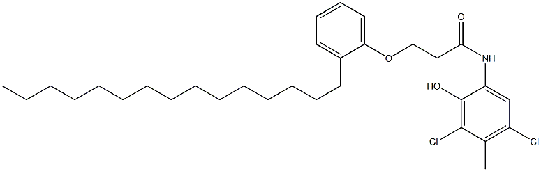 2-[3-(2-ペンタデシルフェノキシ)プロパノイルアミノ]-4,6-ジクロロ-5-メチルフェノール 化学構造式