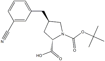 反式-N-BOC-4-(3-氰基苄)-L-脯氨酸, , 结构式