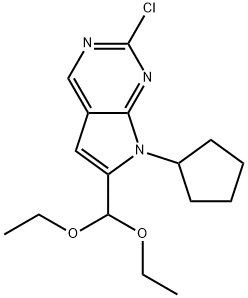 2-CHLORO-7-CYCLOPENTYL-6-(DIMETHOXYMETHYL)-7H-PYRROLO[2,3-D]PYRIMIDINE, 1211442-89-5, 结构式