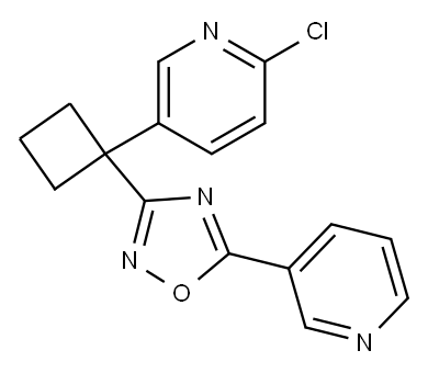 Pyridine, 2-chloro-5-[1-[5-(3-pyridinyl)-1,2,4-oxadiazol-3-yl]cyclobutyl]- Structure
