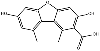 2-Dibenzofurancarboxylic acid, 3,7-dihydroxy-1,9-dimethyl- Structure