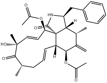 (7S,13E,16S,18R,19E,21R)-7,21-ジアセトキシ-18-ヒドロキシ-16,18-ジメチル-10-フェニル[11]シトカラサ-6(12),13,19-トリエン-1,17-ジオン 化学構造式