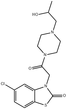 4-[[5-クロロ-2-オキソ-2,3-ジヒドロベンゾチアゾール-3-イル]アセチル]-α-メチル-1-ピペラジンエタノール 化学構造式