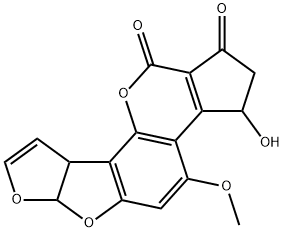 (6aR)-2,3,6aα,9aα-テトラヒドロ-3-ヒドロキシ-4-メトキシシクロペンタ[c]フロ[3',2':4,5]フロ[2,3-h][1]ベンゾピラン-1,11-ジオン 化学構造式