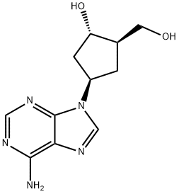 9-[(1R,1β)-3α-ヒドロキシ-4β-(ヒドロキシメチル)シクロペンチル]-9H-プリン-6-アミン 化学構造式
