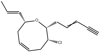 (2S)-3β-クロロ-3,4,7,8-テトラヒドロ-2-[(E)-2-ペンテン-4-イニル]-8β-[(E)-1-プロペニル]-2H-オキソシン 化学構造式