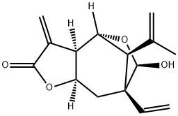 (3aR,9R)-7-エテニル-3aα,4,6,7,8,8aα-ヘキサヒドロ-6β-ヒドロキシ-3-メチレン-9-(1-メチルエテニル)-4β,7β-メタノフロ[3,2-c]オキセピン-2(3H)-オン 化学構造式