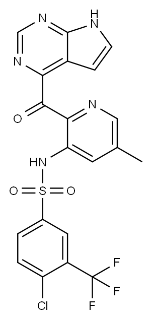 3-三氟甲基-4-氯-N-[2-[7H-吡咯并[2,3-D]嘧啶-4-羰基]-5-甲基-3-吡啶基]苯磺酰胺, 1100318-47-5, 结构式