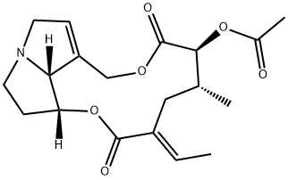 (15E)-12β-アセトキシ-18-ノルセネシオナン-11,16-ジオン 化学構造式