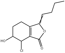 1(3H)-Isobenzofuranone, 3-butylidene-7-chloro-4,5,6,7-tetrahydro-6-hydroxy- Structure