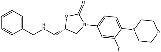 2-Oxazolidinone, 3-[3-fluoro-4-(4-morpholinyl)phenyl]-5-[[(phenylmethyl)amino]methyl]-, (5S)- Structure