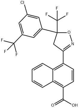 1-Naphthalenecarboxylic acid, 4-[5-[3-chloro-5-(trifluoromethyl)phenyl]-4,5-dihydro-5-(trifluoromethyl)-3-isoxazolyl]- Structure