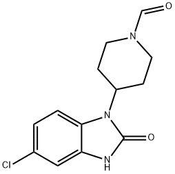 4-(5-クロロ-2-オキソ-2,3-ジヒドロ-1H-ベンズイミダゾール-1-イル)-1-ホルミルピペリジン 化学構造式