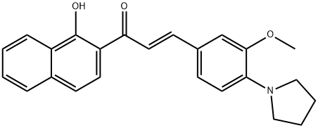 (2E)-1-(1-Hydroxynaphthalen-2-yl)-3-[3-methoxy-4-(pyrrolidin-1-yl)phenyl]prop-2-en-1-one Struktur