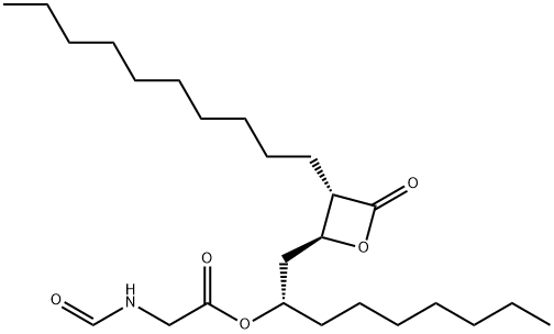 Glycine, N-formyl-, (1S)-1-[[(2S,3S)-3-decyl-4-oxo-2-oxetanyl]methyl]octyl ester Structure
