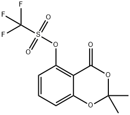 Methanesulfonic acid, 1,1,1-trifluoro-, 2,2-dimethyl-4-oxo-4H-1,3-benzodioxin-5-yl ester Structure