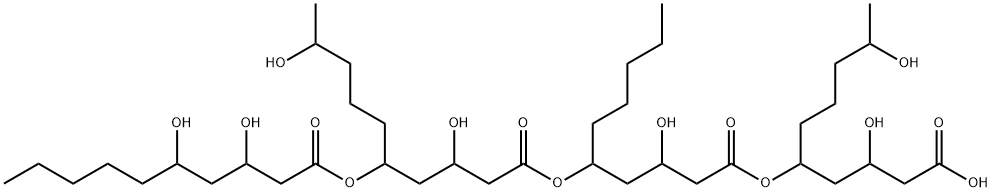Decanoic acid, 5-[(3,5-dihydroxy-1-oxodecyl)oxy]-3,9-dihydroxy-, 1-[4-[[1-(3-carboxy-2-hydroxypropyl)-5-hydroxyhexyl]oxy]-2-hydroxy-4-oxobutyl]hexyl ester (9CI) Structure