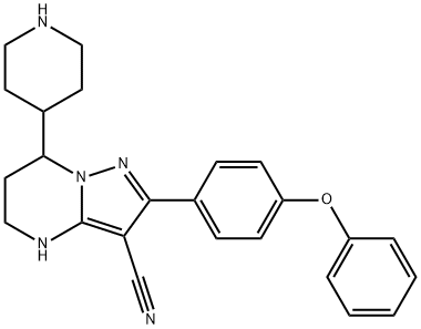 Pyrazolo[1,5-a]pyrimidine-3-carbonitrile, 4,5,6,7-tetrahydro-2-(4-phenoxyphenyl)-7-(4-piperidinyl)- Structure