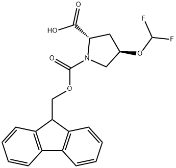 1,2-Pyrrolidinedicarboxylic acid, 4-(difluoromethoxy)-, 1-(9H-fluoren-9-ylmethyl) ester, (2S,4R)- Structure