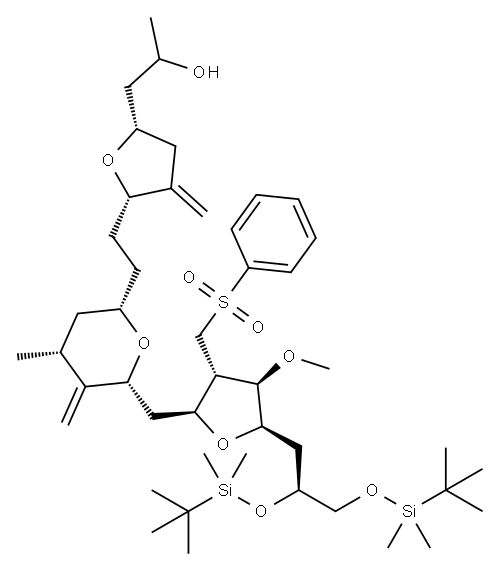 (2-Furanpropanol, 5-[2-[(2S,4R,6R)-6-[[(2S,3S,4R,5R)-5-[(2S)-2,3-bis[[(1,1-dimethylethyl)dimethylsilyl]oxy]propyl]tetrahydro-4-methoxy-3-[(phenylsulfonyl) methyl]-2-furanyl]methyl]tetrahydro-4-methyl-5-methylene-2H-pyran-2-yl]ethyl] Structure