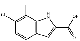 6-氯-7-氟-1H-吲哚-2-羧酸, 259860-07-6, 结构式