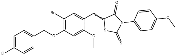 (5Z)-5-[[5-bromo-4-[(4-chlorophenyl)methoxy]-2-methoxyphenyl]methylidene]-3-(4-methoxyphenyl)-2-sulfanylidene-1,3-thiazolidin-4-one Structure