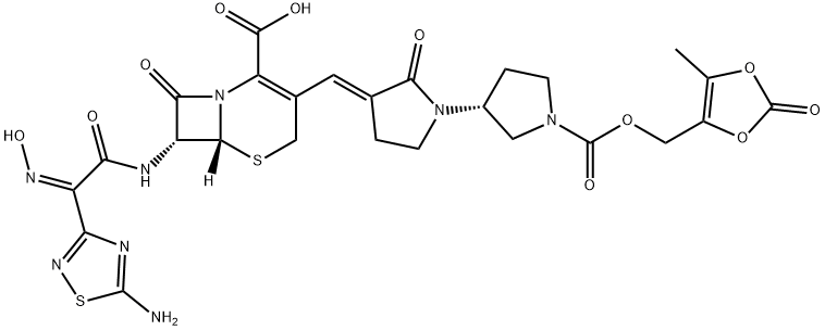 7β-[[(5-アミノ-1,2,4-チアジアゾール-3-イル)(ヒドロキシイミノ)アセチル]アミノ]-3-[[1-[1-[[(2-オキソ-5-メチル-1,3-ジオキソール-4-イル)メトキシ]カルボニル]ピロリジン-3α-イル]-2-オキソピロリジン-3-イリデン]メチル]セファム-3-エン-4-カルボン酸ナトリウム