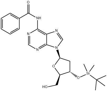 N-(9-((2R,4S,5R)-4-((叔丁基二甲基硅烷基)氧基)-5-(羟甲基)四氢呋喃-2-基)-9H-嘌呤-6-基)苯甲酰胺, 51549-40-7, 结构式