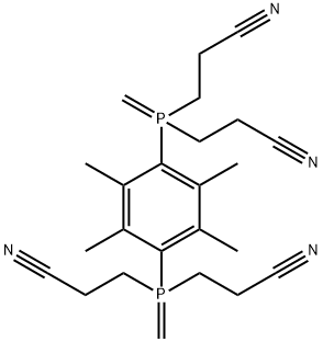 3,3',3'',3'''-[(2,3,5,6-Tetramethyl-1,4-phenylene)bis(methylenephosphinylidyne)]tetrakis(propanenitrile) Structure