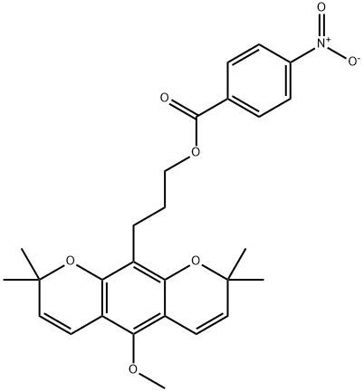 5-Methoxy-2,2,8,8-tetramethyl-2H,8H-benzo[1,2-b:5,4-b']dipyran-10-(1-propanol)4-nitrobenzoate Struktur
