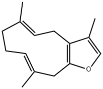 (3Z,7Z)-3,7,11-trimethyl-13-oxabicyclo[8.3.0]trideca-3,7,11,14-tetraene Struktur
