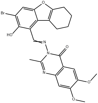 4(3H)-Quinazolinone,3-[[(3-bromo-6,7,8,9-tetrahydro-2-hydroxy-1-dibenzofuranyl)methylene]amino]-6,7-dimethoxy-2-methyl-(9CI) Structure