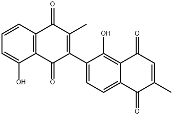 1',8-ジヒドロキシ-3,6'-ジメチル-2,2'-ビナフタレン-1,4,5',8'-テトラオン 化学構造式