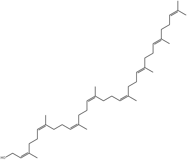 3,7,11,15,19,23,27,31-オクタメチル-2,6,10,14,18,22,26,30-ドトリアコンタオクタエン-1-オール 化学構造式
