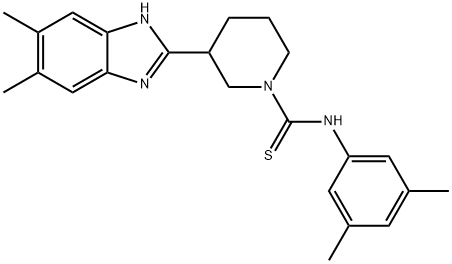 1-Piperidinecarbothioamide,3-(5,6-dimethyl-1H-benzimidazol-2-yl)-N-(3,5-dimethylphenyl)-(9CI) 结构式