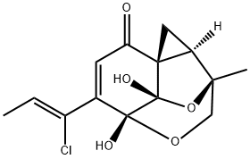 (1aR,7aS)-5-[(Z)-1-Chloro-1-propenyl]-1aα,2,3a,4-tetrahydro-3aβ,4-dihydroxy-2-methyl-4α,2α-(epoxymethano)-1H,7H-cyclopropa[c]benzofuran-7-one 结构式