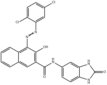 4-(2,5-ジクロロフェニルアゾ)-3-ヒドロキシ-N-[(2,3-ジヒドロ-2-オキソ-1H-ベンゾイミダゾール)-5-イル]-2-ナフタレンカルボアミド 化学構造式