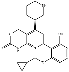 7-[2-(环丙基甲氧基)-6-羟基苯基]-1,4-二氢-5-(3R)-3-哌啶基-2H-吡啶并[2,3-D][1,3]恶嗪-2-酮 结构式