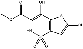 6-氯-4-羟基-2H-噻吩并[2,3-E]-1,2-噻嗪-3-羧酸甲酯 1,1-二氧化物, 906522-88-1, 结构式