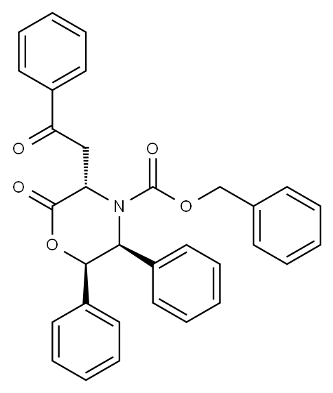 4-Morpholinecarboxylic acid, 2-oxo-3-(2-oxo-2-phenylethyl)-5,6-diphenyl-, phenylmethyl ester, (3S,5S,6R)-