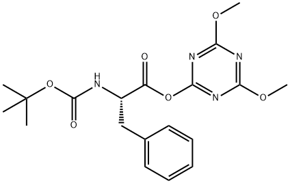 L-Phenylalanine, N-[(1,1-dimethylethoxy)carbonyl]-, 4,6-dimethoxy-1,3,5-triazin-2-yl ester Struktur