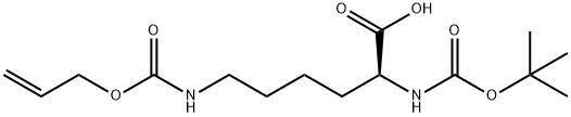 N2-(tert-ブトキシカルボニル)-N6-(アリルオキシカルボニル)-L-リシン 化学構造式