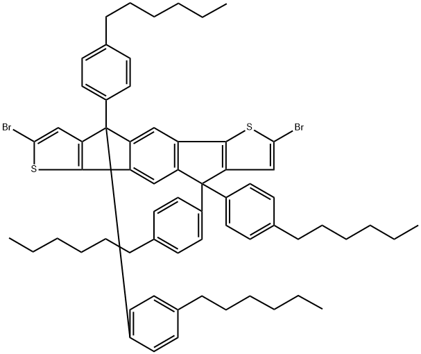 4,4,9,9-四(4-己基苯基)-2,7-二溴-引达省并二噻吩, 1049034-71-0, 结构式